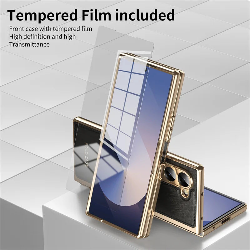 Screen Glass All Inclusive Ultra Thin Folding Leather Case For Samsung