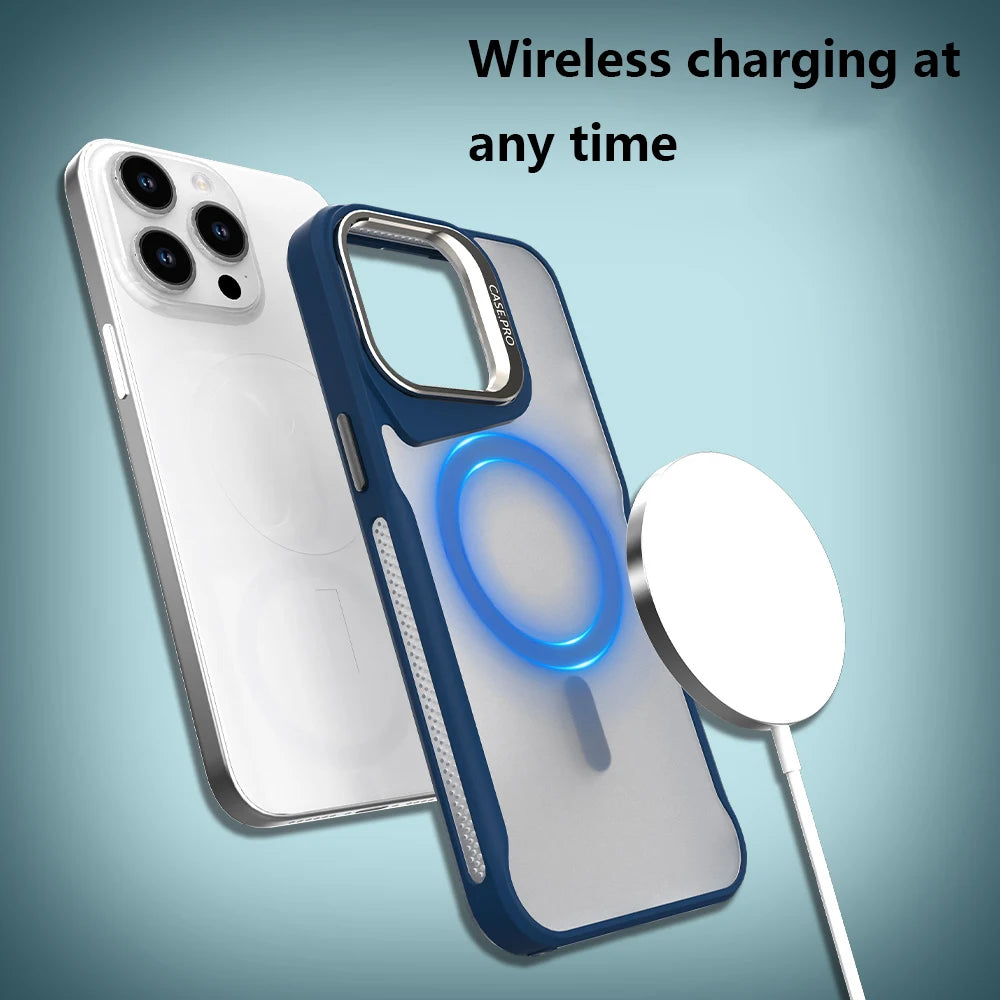 Magsafe Magnetic Camera Protection Kickstand  Shockproof Case for iPhone