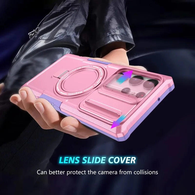 Sliding Camera Kickstand Magnetic Case for Samsung