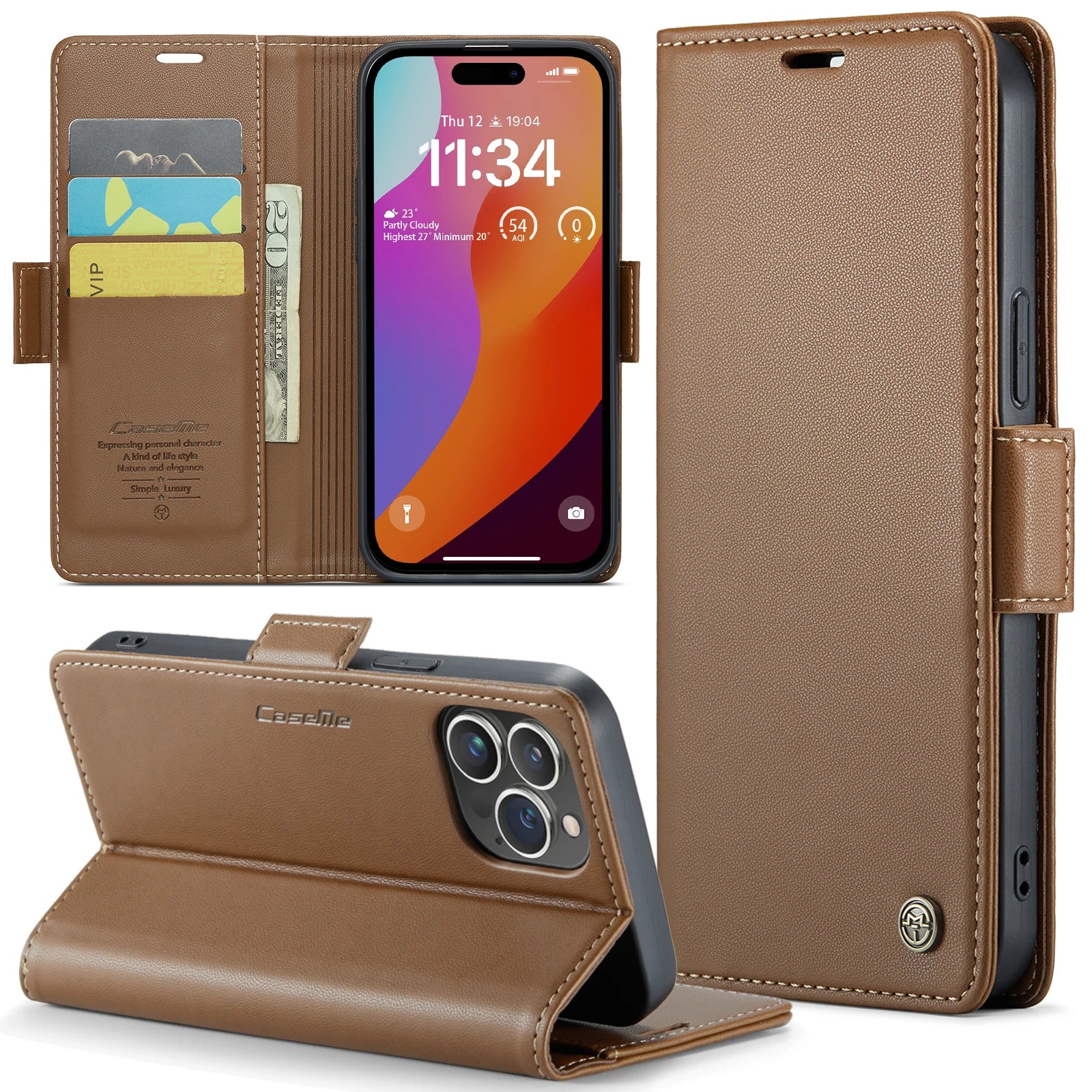 RFID Flip Leather Wallet Phone Case for iPhone 