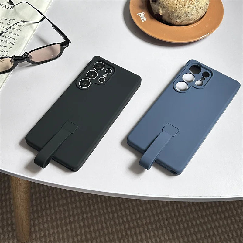 Liquid Silicone With Hand Strap Case For Samsung