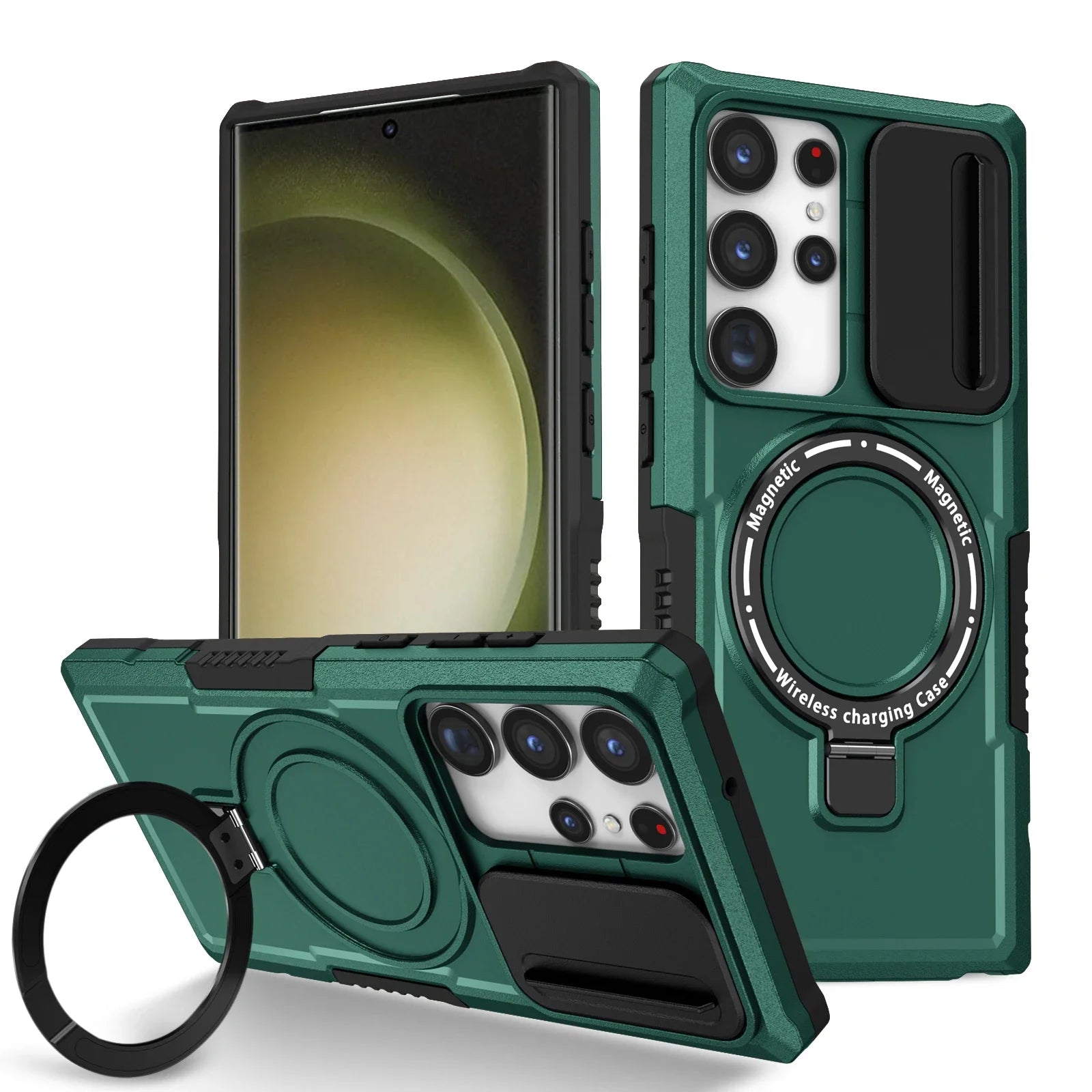 Sliding Camera Kickstand Magnetic Case for Samsung