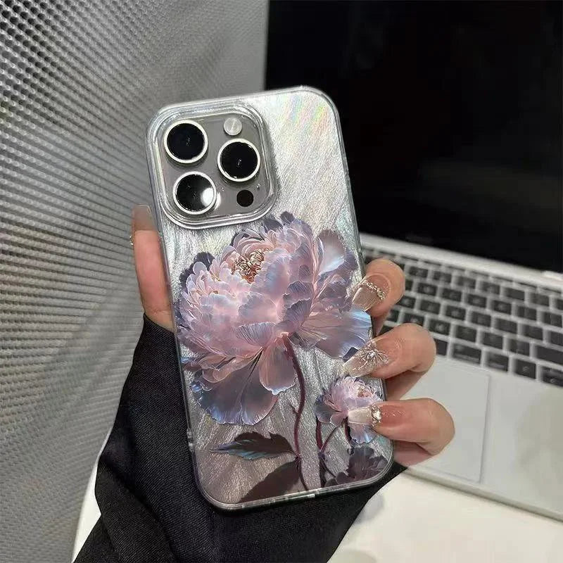 Pink Peony Lotus Print Phone Case for IPhone