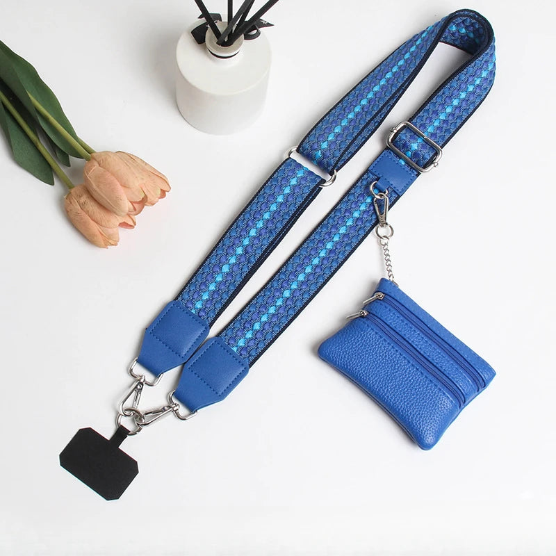 Adjustable crossbody phone lanyard with coin purse