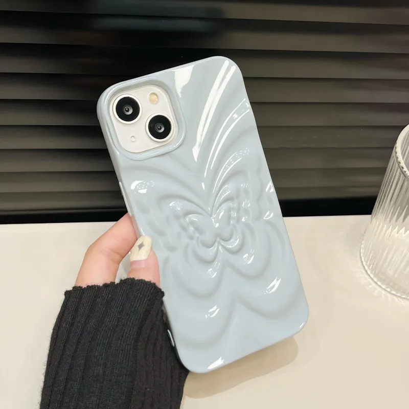 Ins 3D Fold Butterfly Glossy Case For iPhone