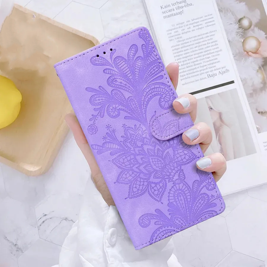 Embossing Magnetic Flip Leather  Wallet Case For Samsung