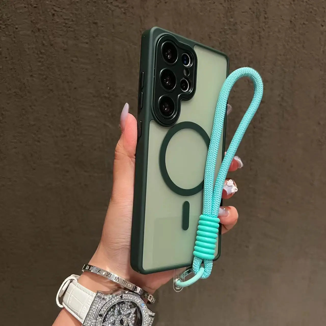 Magsafe Magnetic Matte Lanyard Case For Samsung