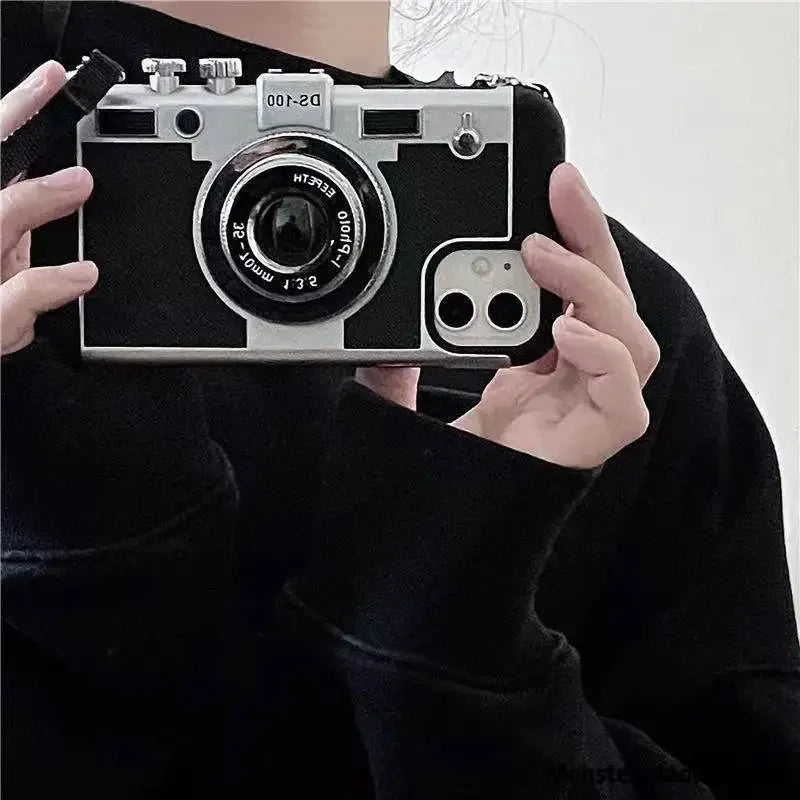 3D Retro Camera Leather Case for IPhone