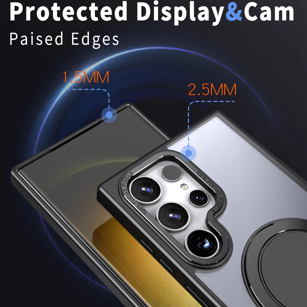 MagSafe 360 ° Rotating Magnetic Ring Matte Case for Samsung