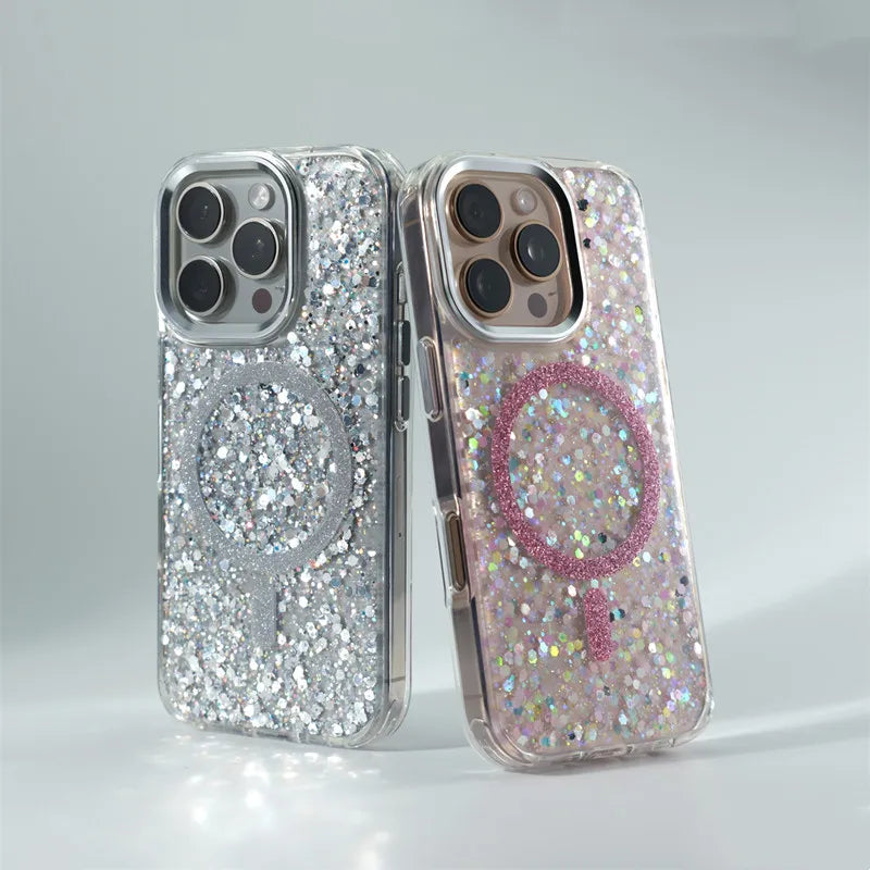 Magsafe Magnetic Trendy Glitter Gradient Shockproof Case For iPhone