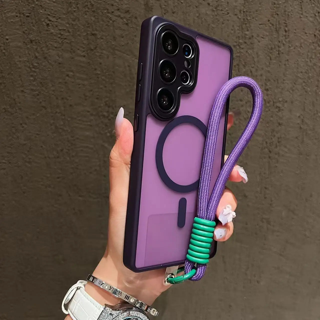 Magsafe Magnetic Matte Lanyard Case For Samsung