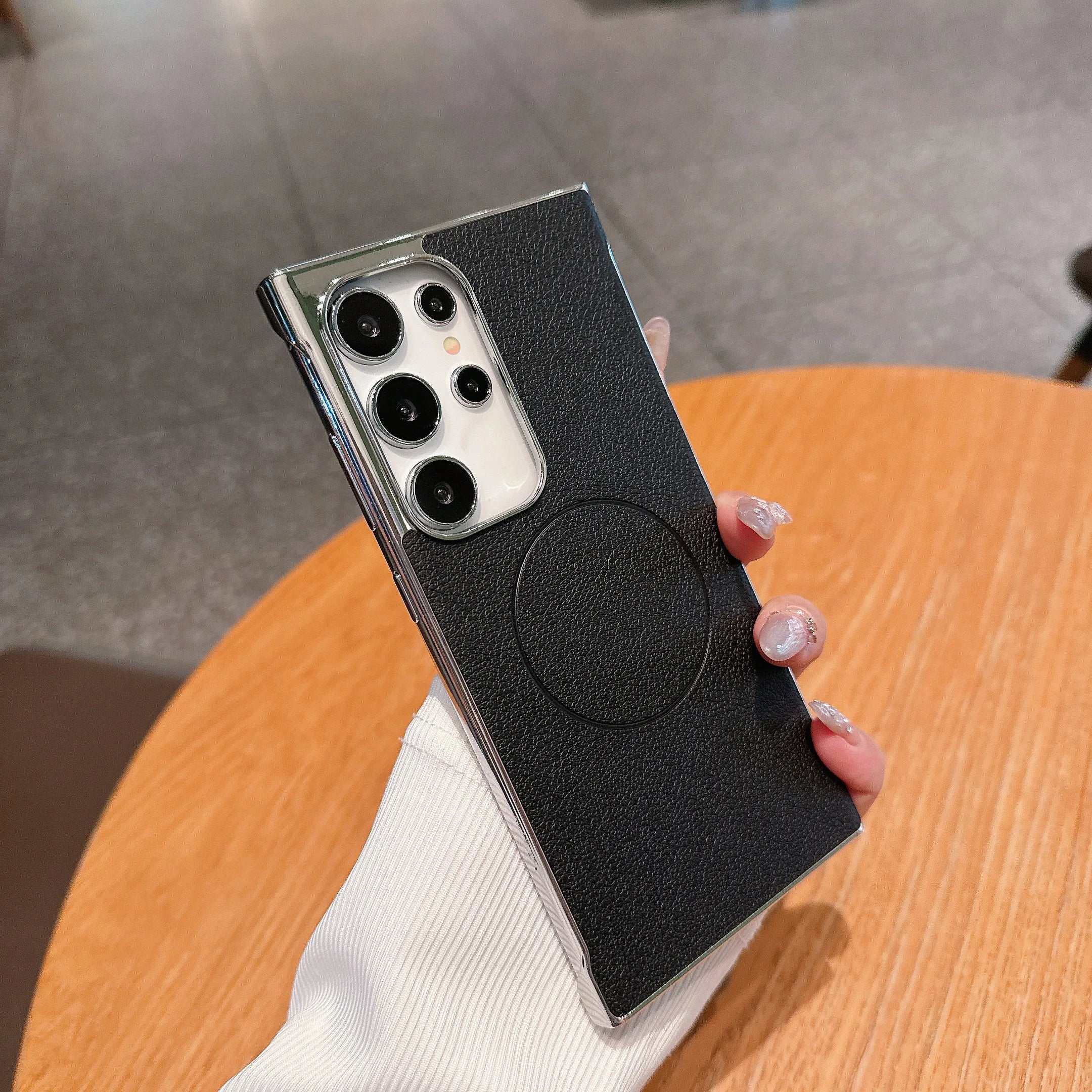 Magsafe Magnetic Ultra-thin Plating Frameless Leather Case For Samsung