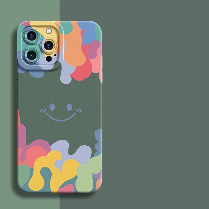 Smile Color Liquid Silicone Case For iPhone