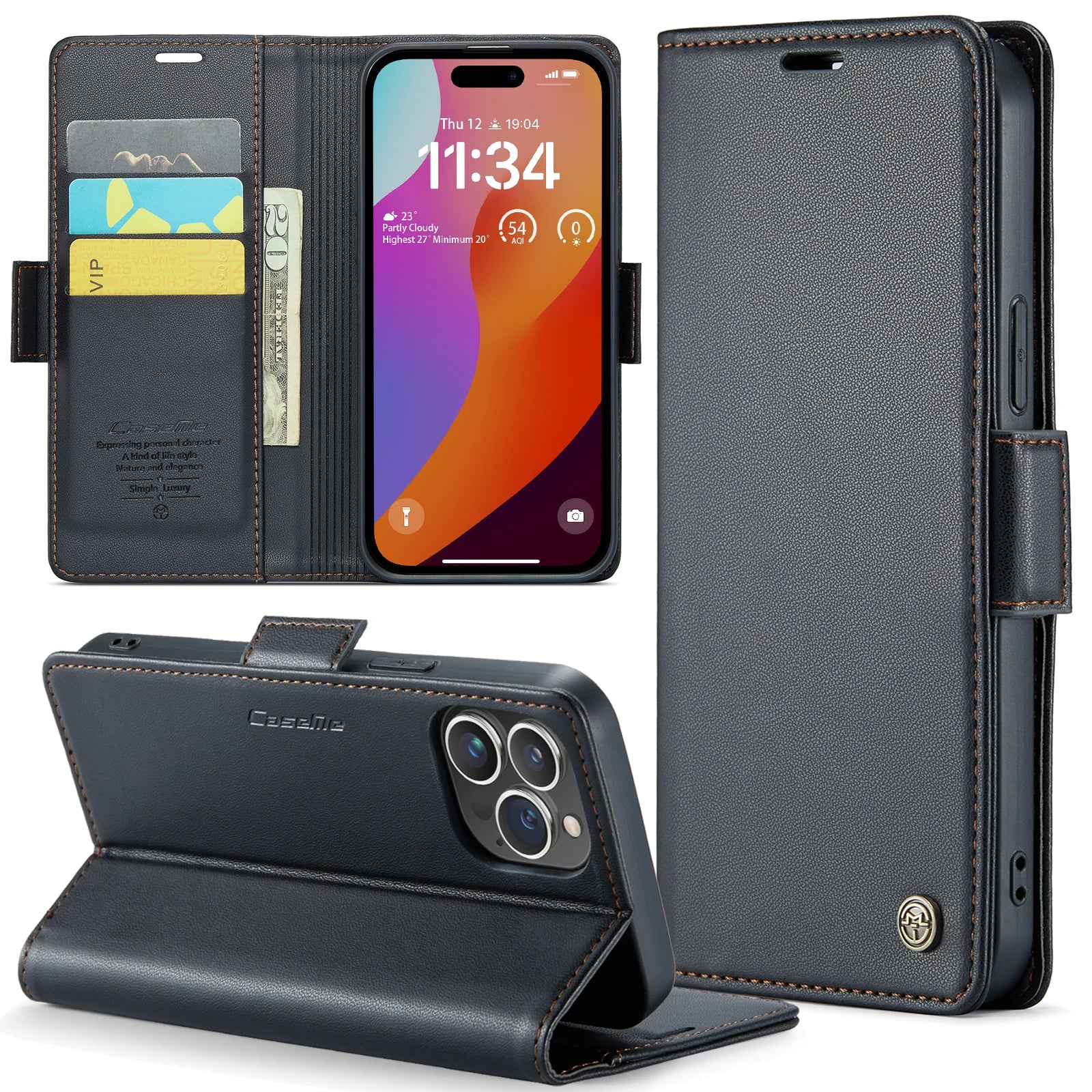 RFID Flip Leather Wallet Phone Case for iPhone 