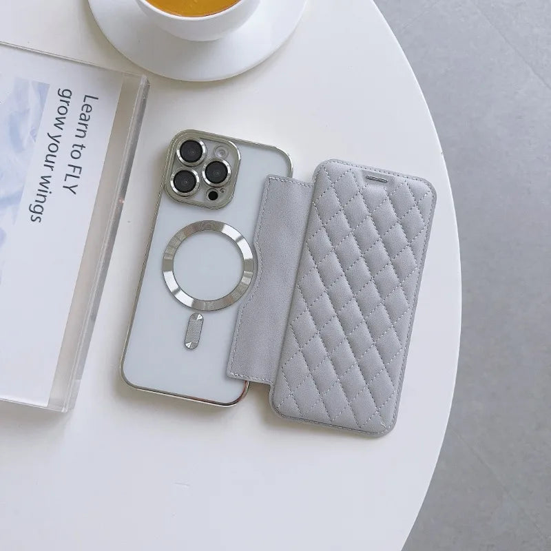 Magsafe Magnetic Card Holder Wallet Leather Phone Case for IPhone