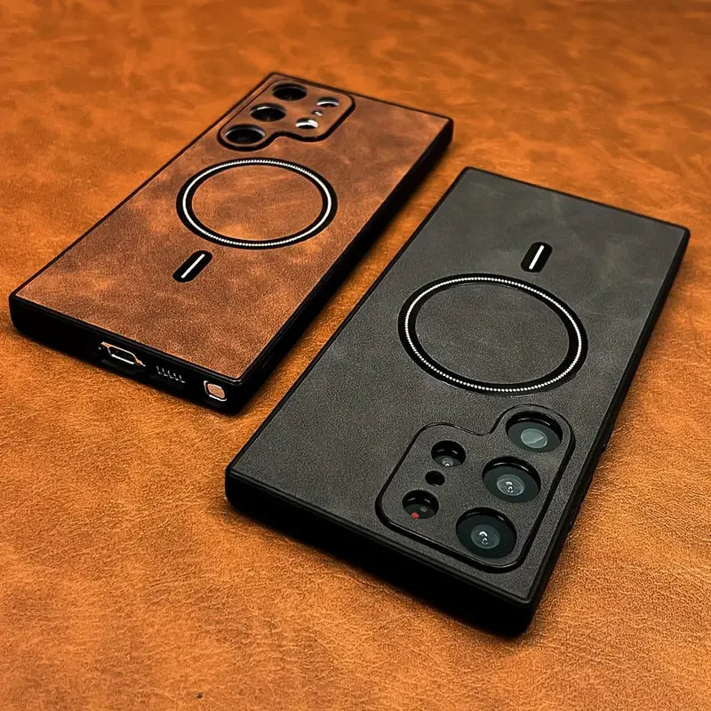 Luxury Leather Magnetic Case For Samsung