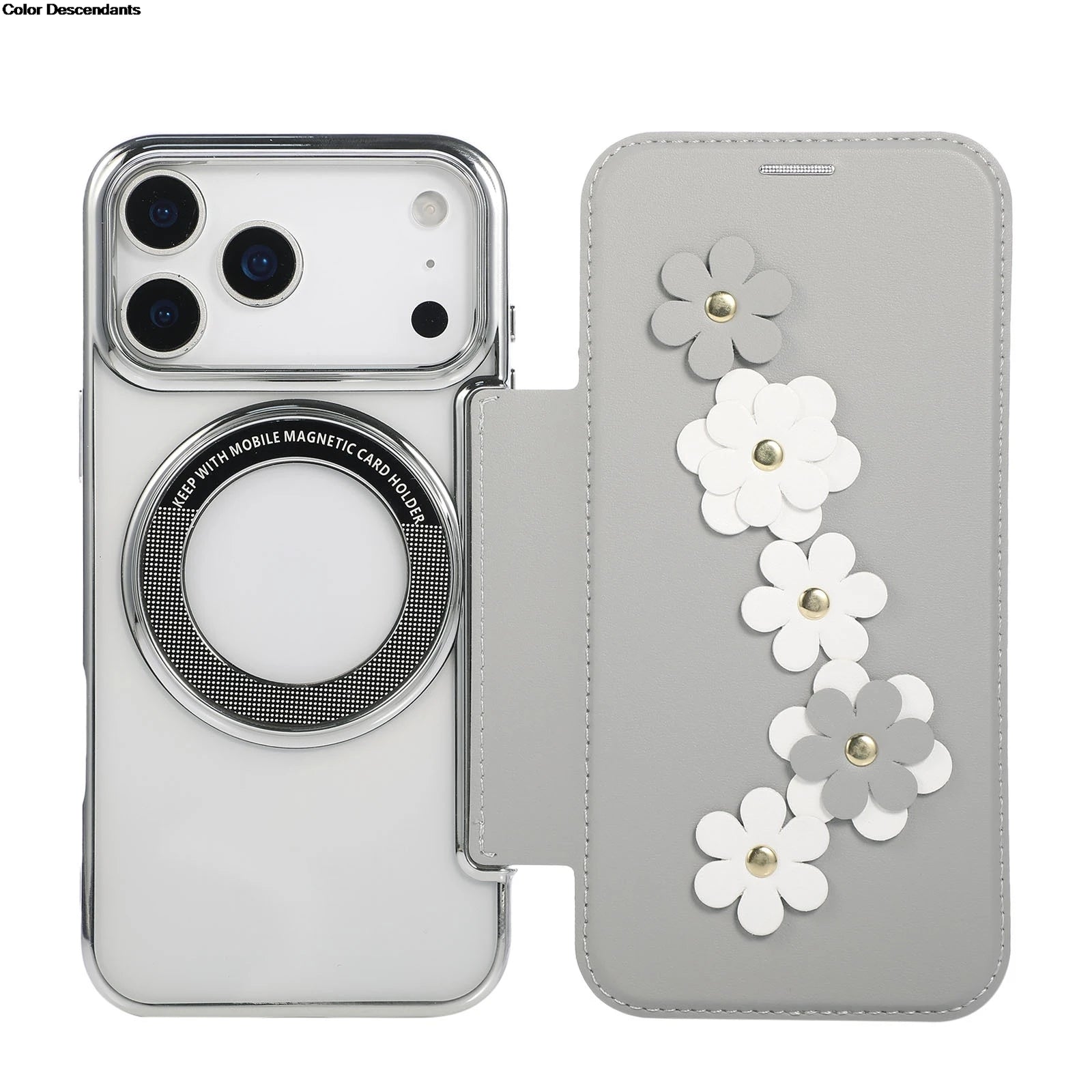 RFID 3D Flower Leather Flip Wallet Case For iPhone