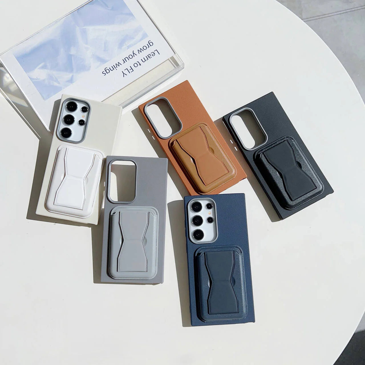 Leather Cards Slot Wallet Stand Case For Samsung
