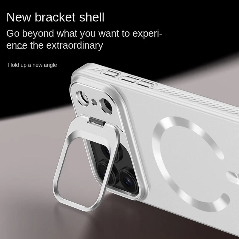 Frosted magnetic lens holder full-coverage case for iPhone