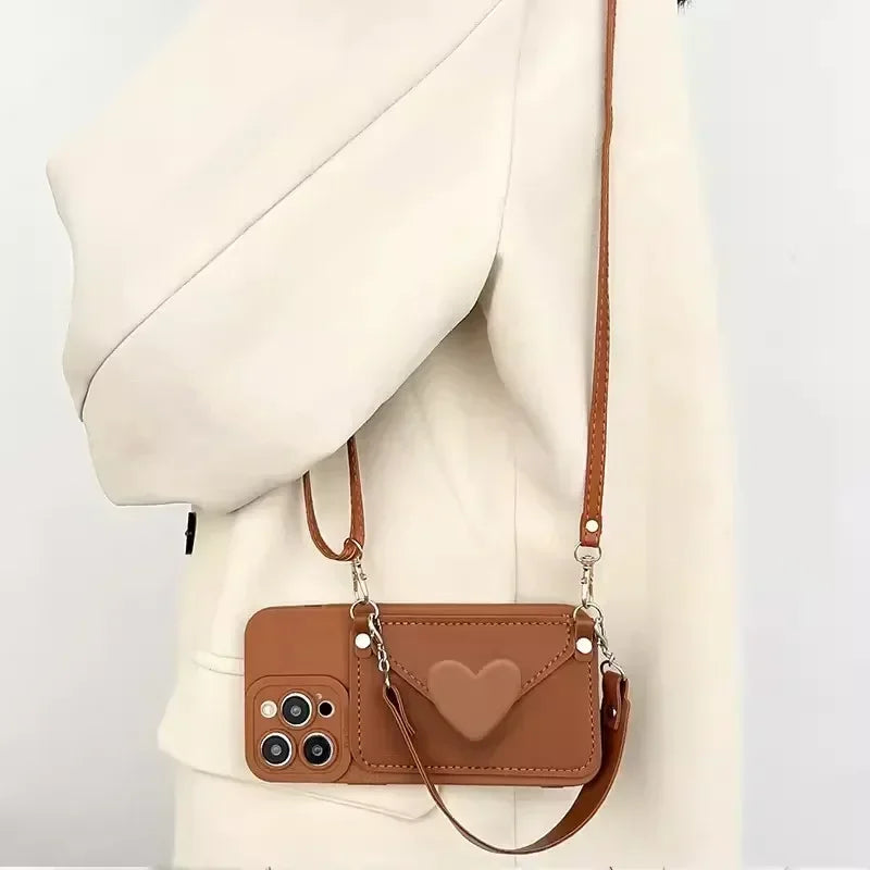 Crossbody Lanyard Strap Card Holder Case for iPhone