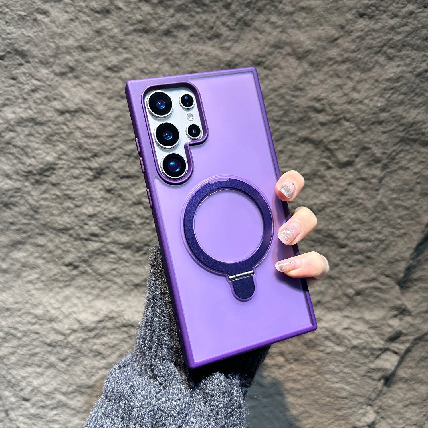 Magsafe Magnetic Matte Metal Ring Stand Case For Samsung