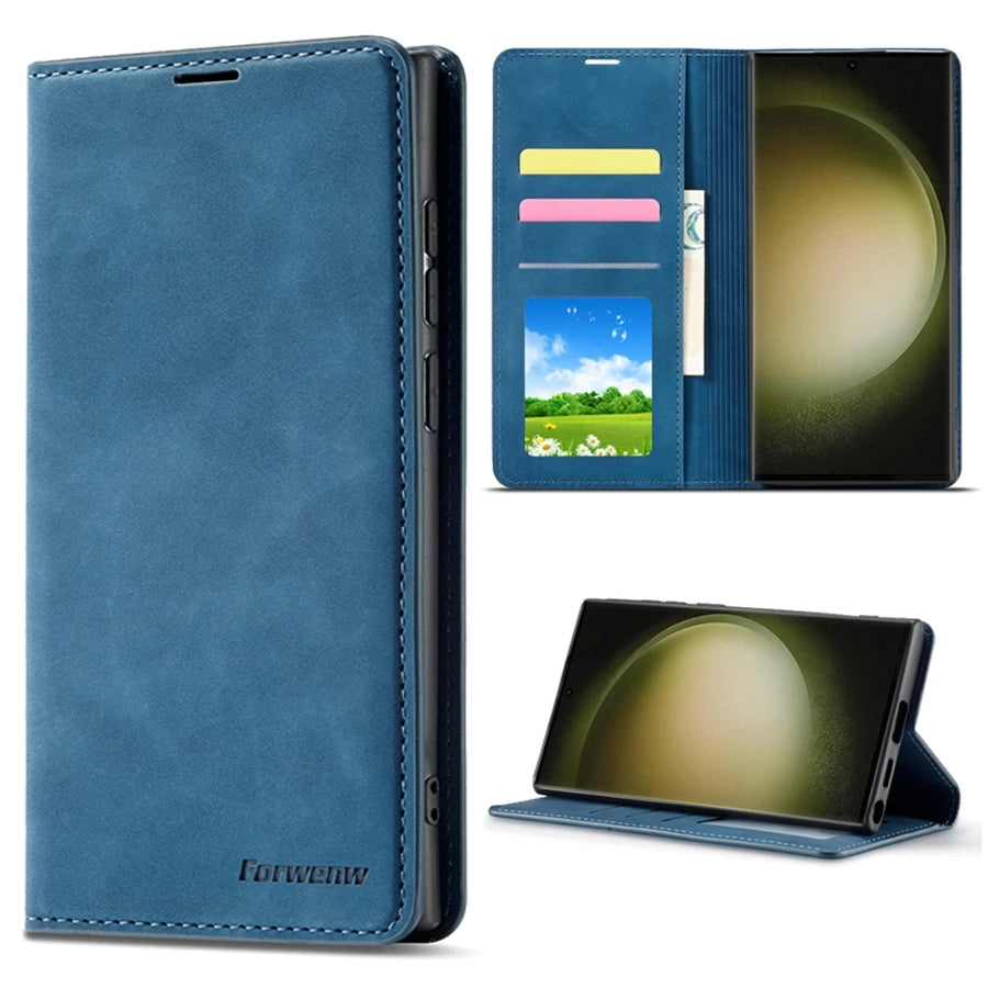 Wallet Magnetic Flip Card Slot Leather Case For Samsung