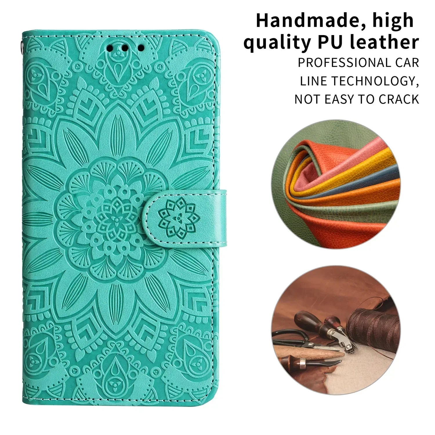 Embossing Leather Flip Wallet Phone Case For iPhone