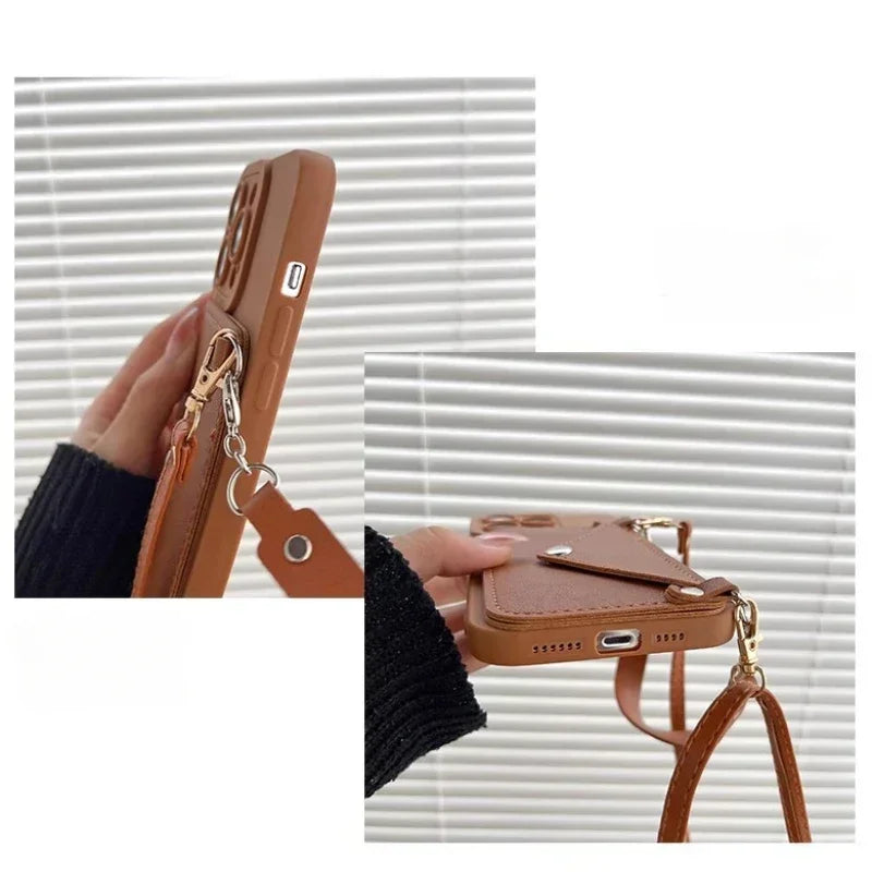 Crossbody Lanyard Strap Card Holder Case for iPhone