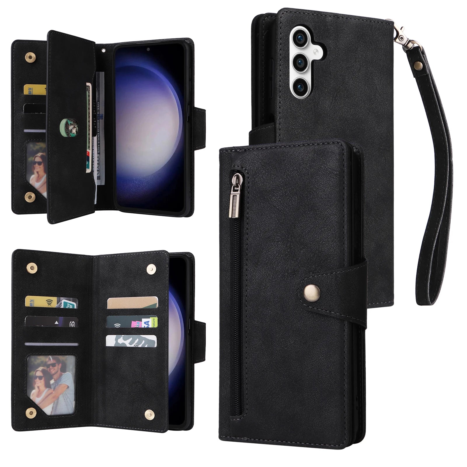 Wallet Multi-card Zipper Leather Case for Samsung