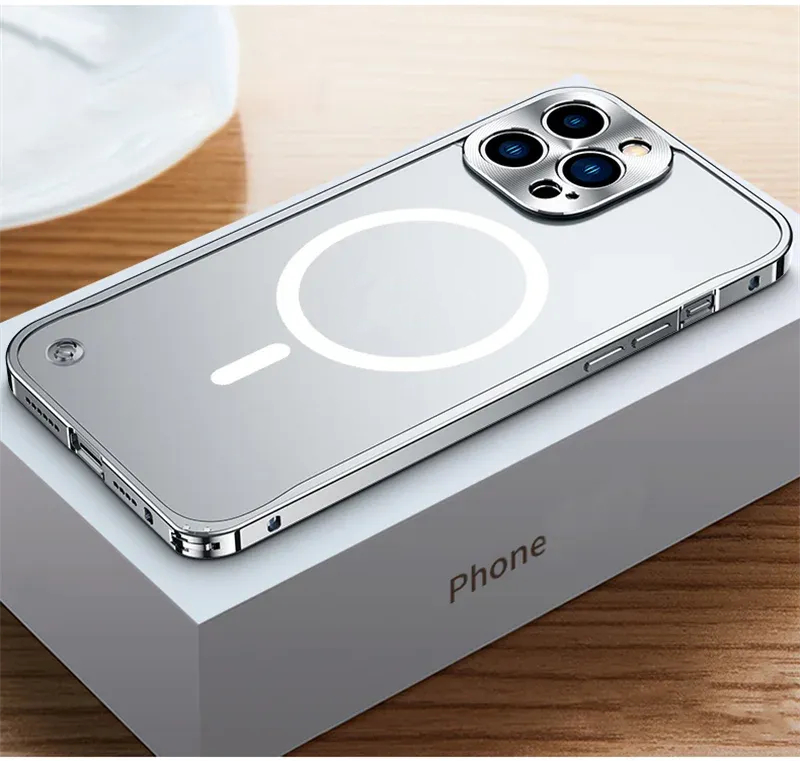 Magsafe Magnetic Metal Aluminum Alloy Translucent Case For iPhone