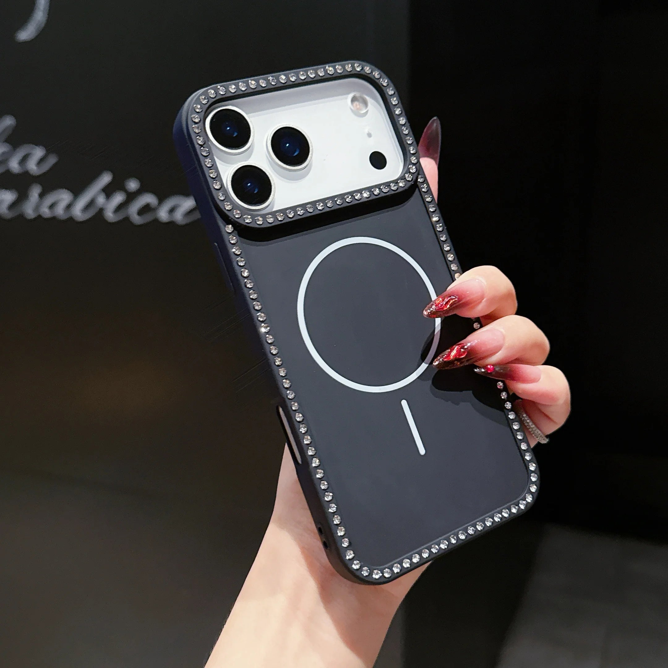 Magsafe Magnetic Glitter Diamond Frame Case for iPhone