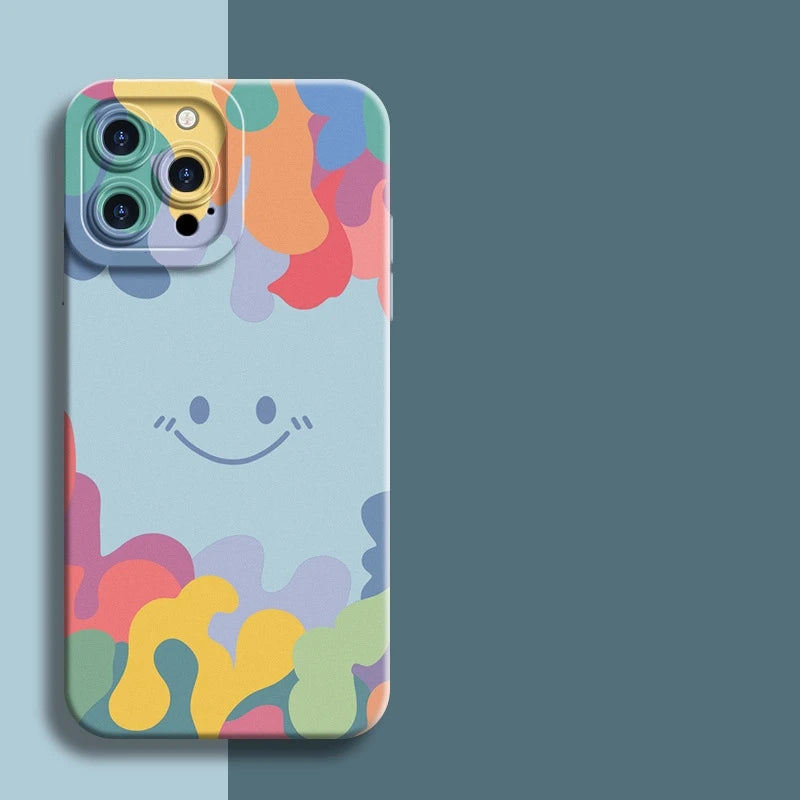 Smile Color Liquid Silicone Case For iPhone