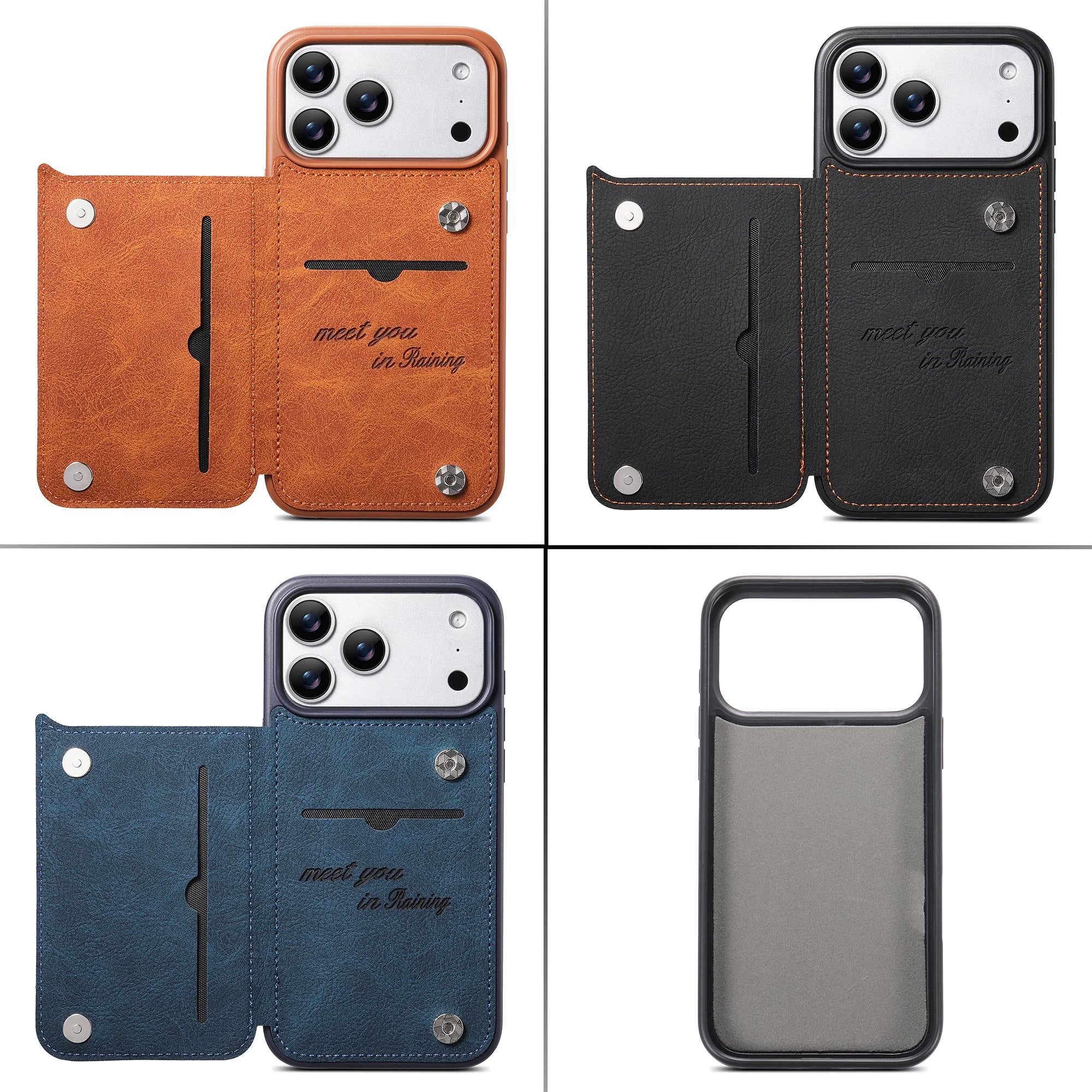 Luxury Leather Wallet Card Slots Stand Case For iPhone