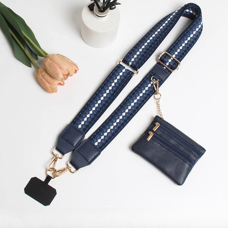 Adjustable crossbody phone lanyard with coin purse