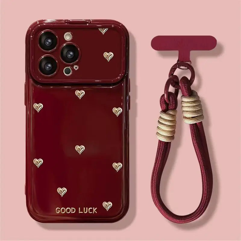 Love Heart Bow Pattern With Mirror Lens Bracket Case For IPhone