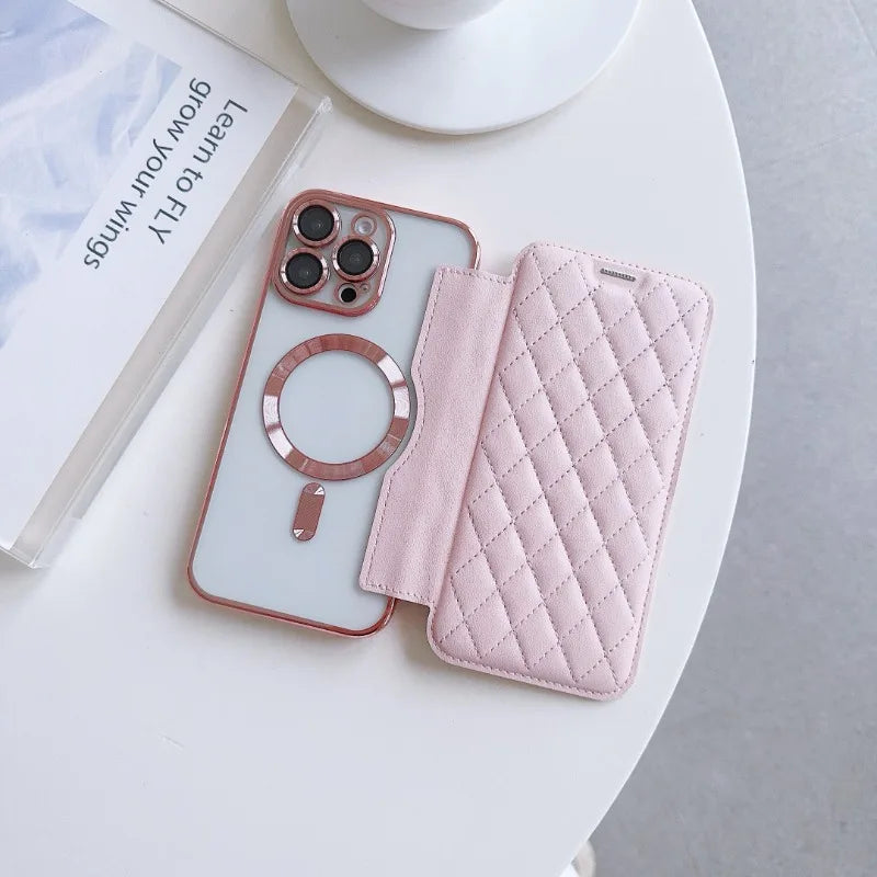 Magsafe Magnetic Card Holder Wallet Leather Phone Case for IPhone