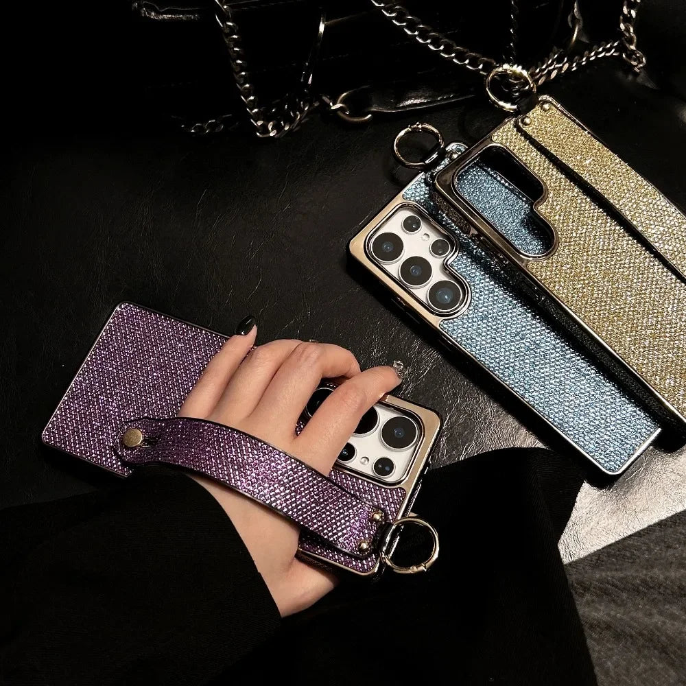 Glitter Wristband Stand Plating Case for Samsung