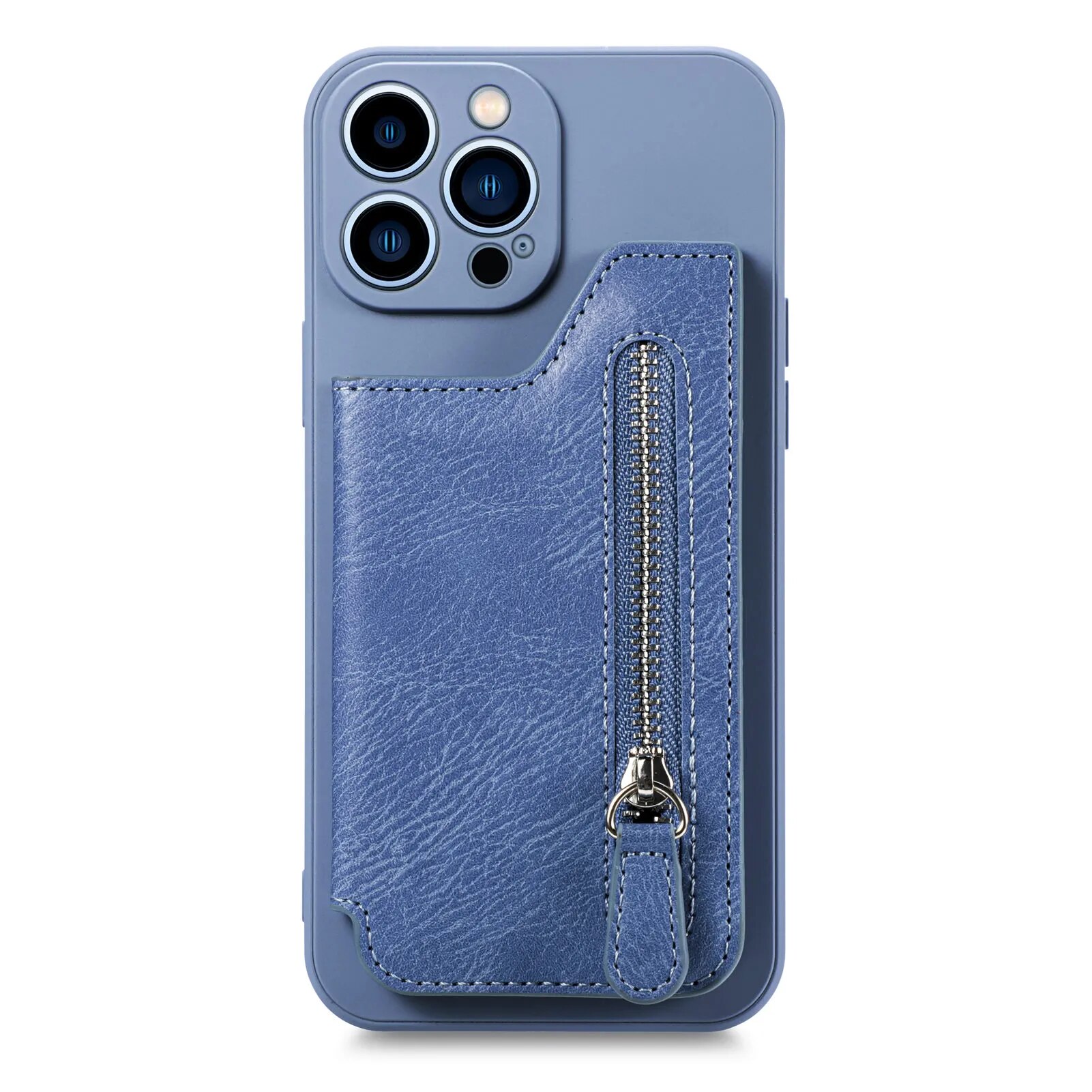 Zipper Cards Leather Wallet Case For iPhone