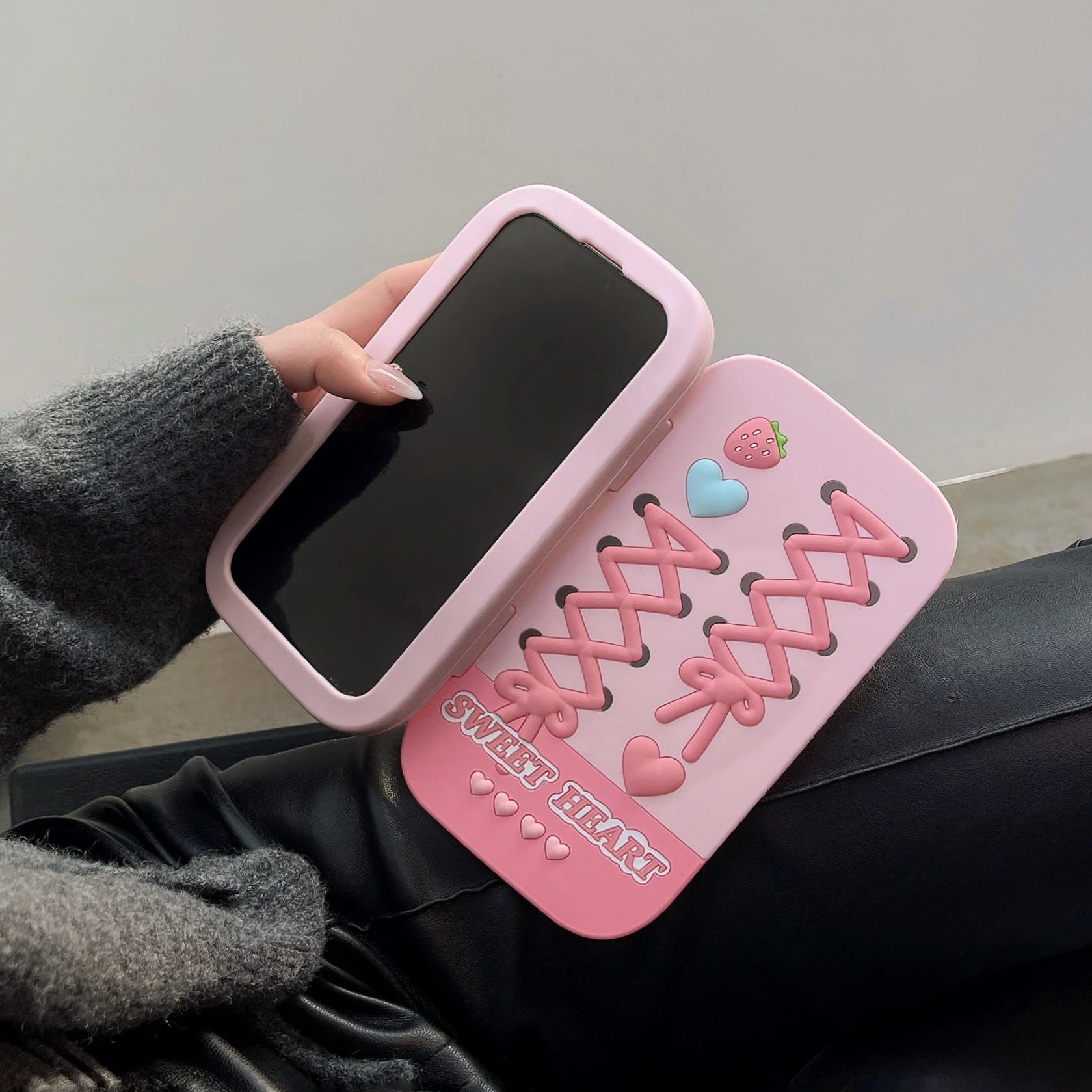 3D Cartoon Cute Flip-top Mirror Phone Case for iphone