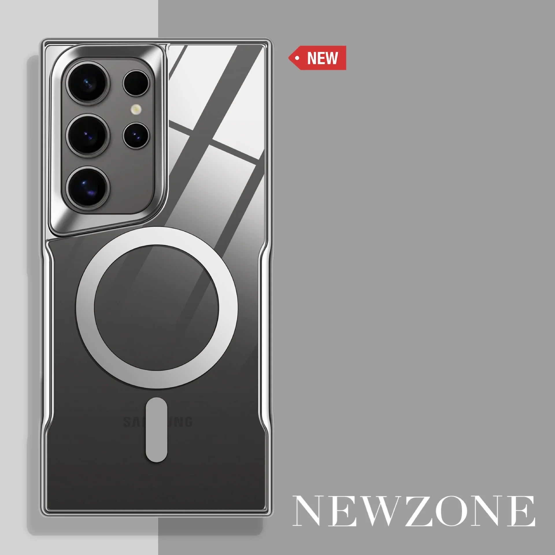 Magsafe Magnetic Electroplating armor waist transparent case for Samsung