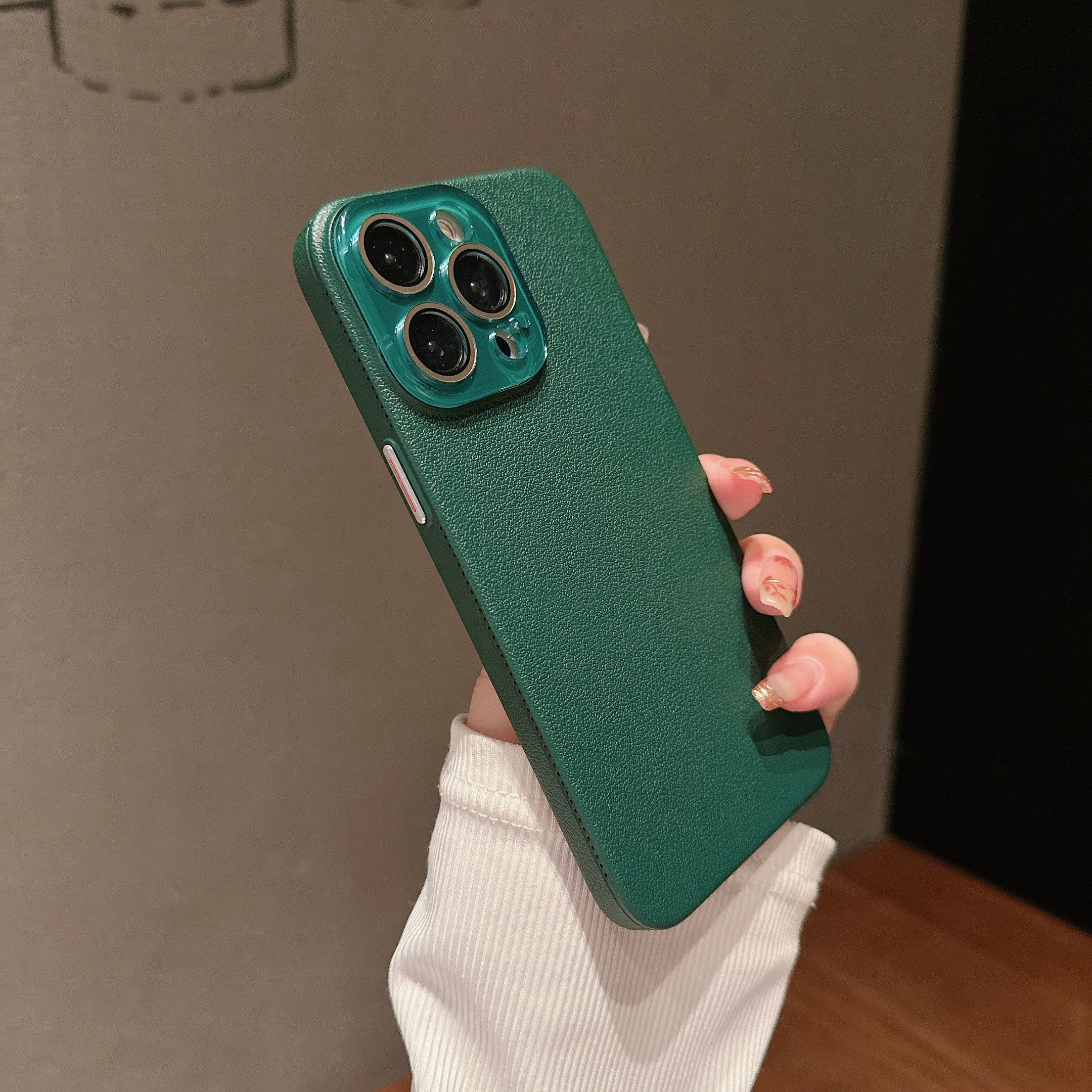 Solid Color Frosted Lychee Dermatoglyph Case For iPhone