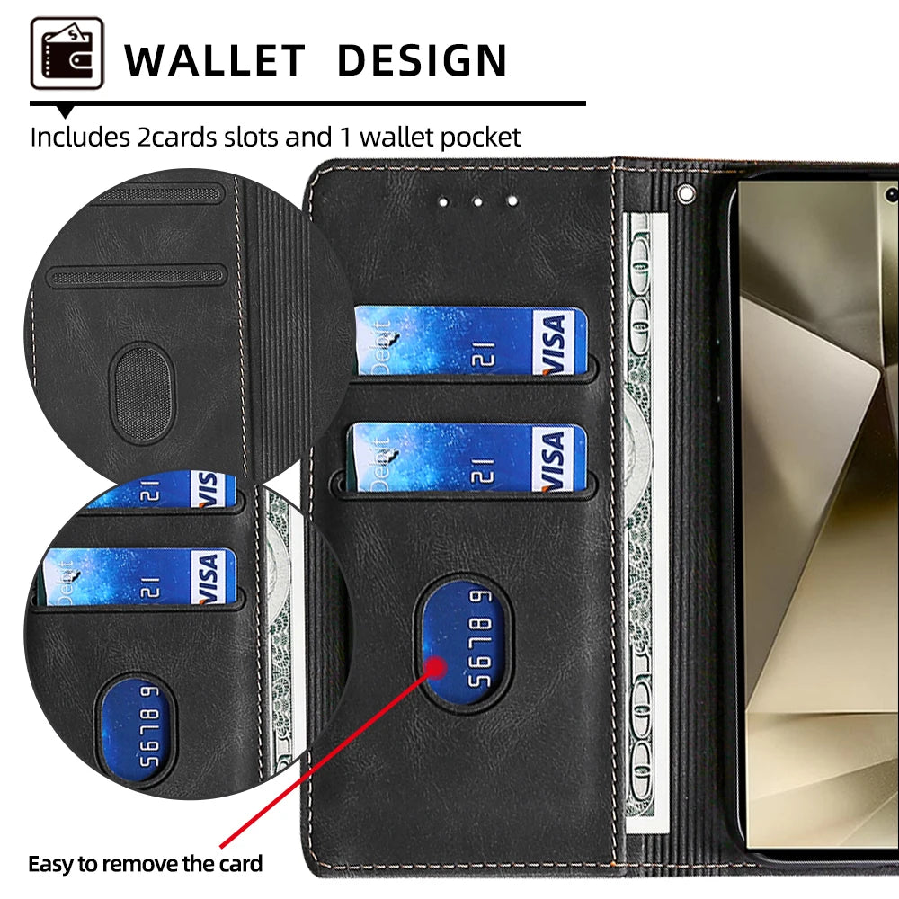 Contrasting Color Flip Magnet Buckle Leather Case For Samsung