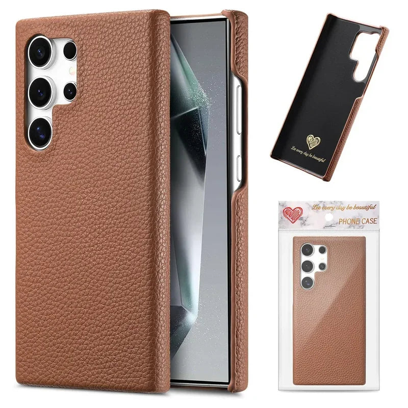 Litchi pattern leather case for Samsung