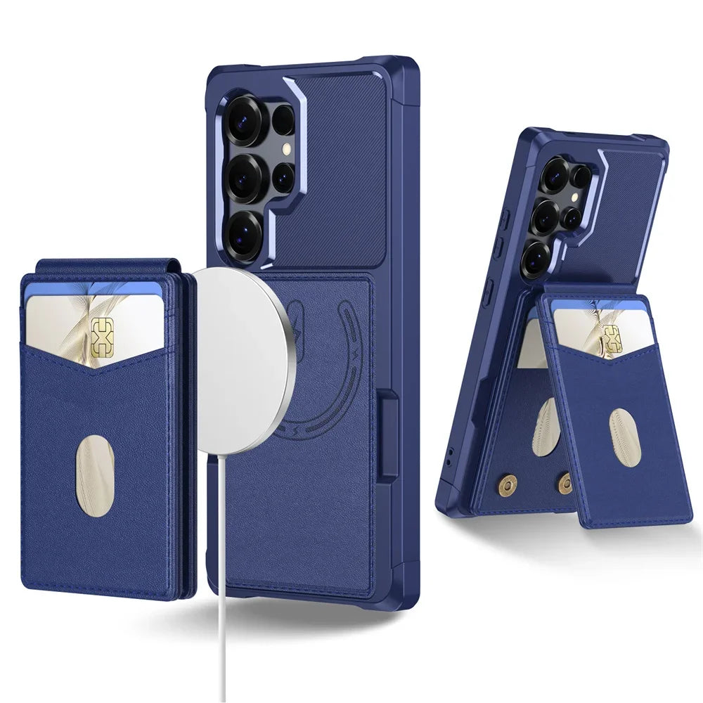 Magnetic Detachable RFID Blocking leather wallet Case for Samsung