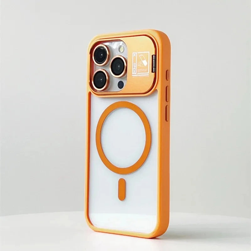 Magsafe Magnetic Stand Glass Lens Protector Case For iPhone