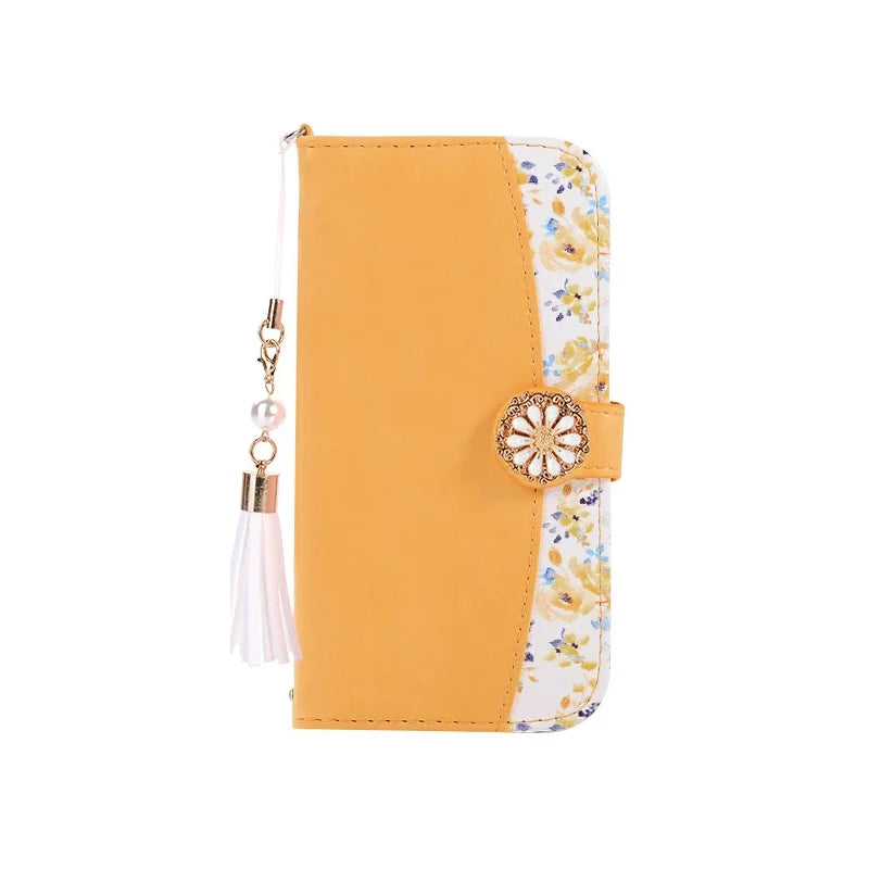 Floral patchwork wallet case for iPhone