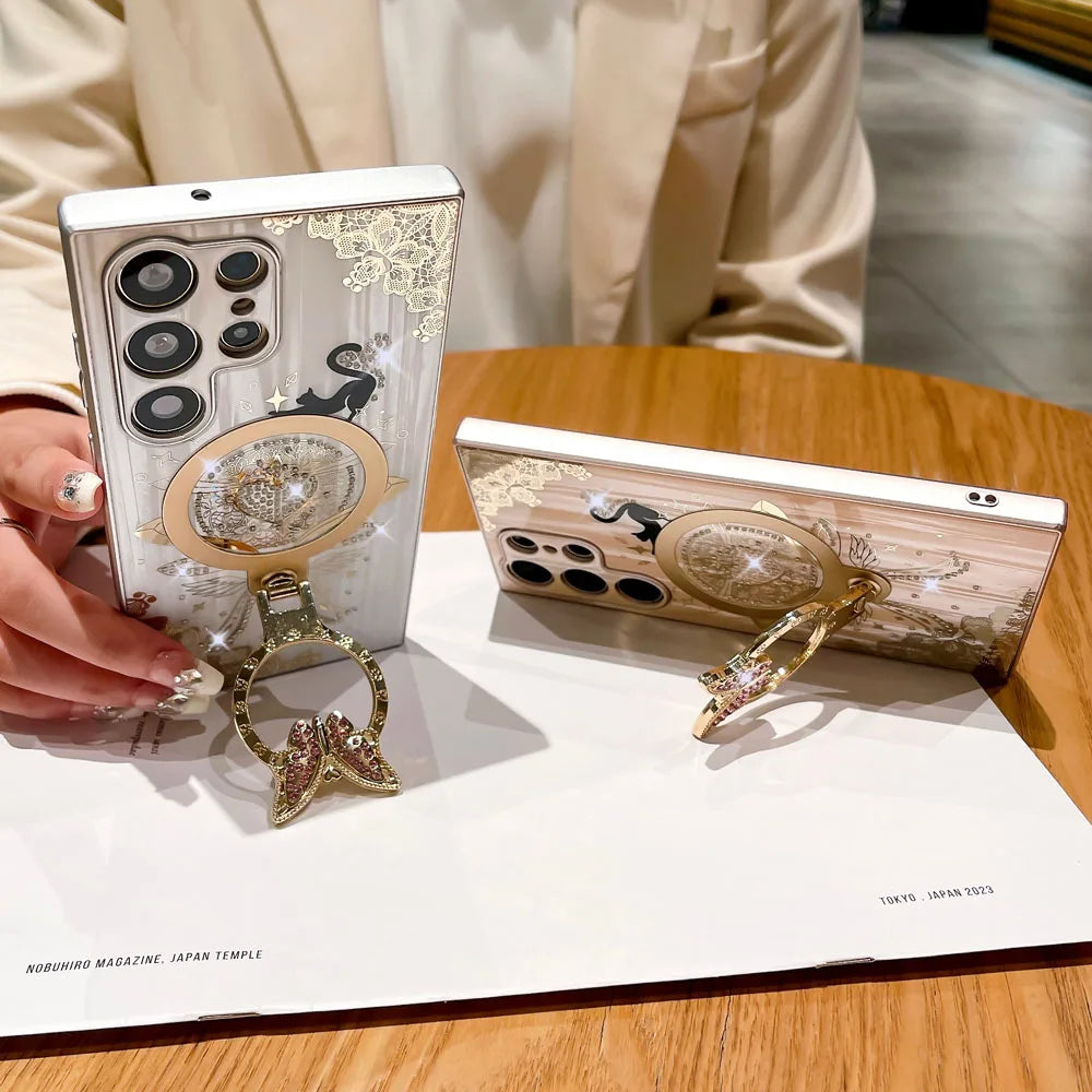 Magsafe Magnetic Wireless Charging Ring Holder Case For Samsung