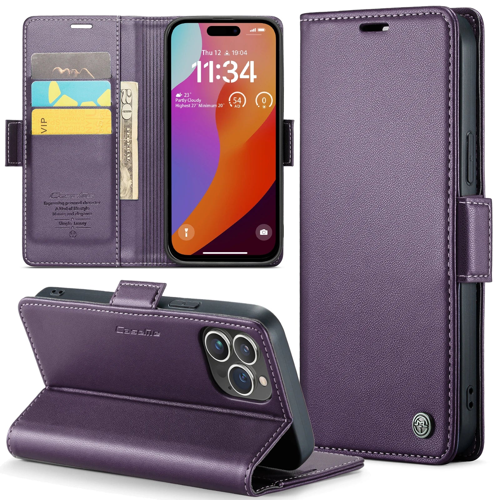 RFID Flip Leather Wallet Phone Case for iPhone 