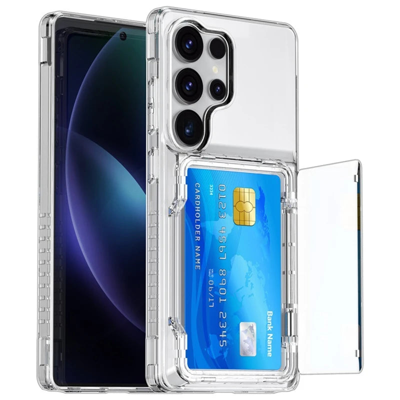 Transparent Card Slot Holder Shockproof Case For Samsung