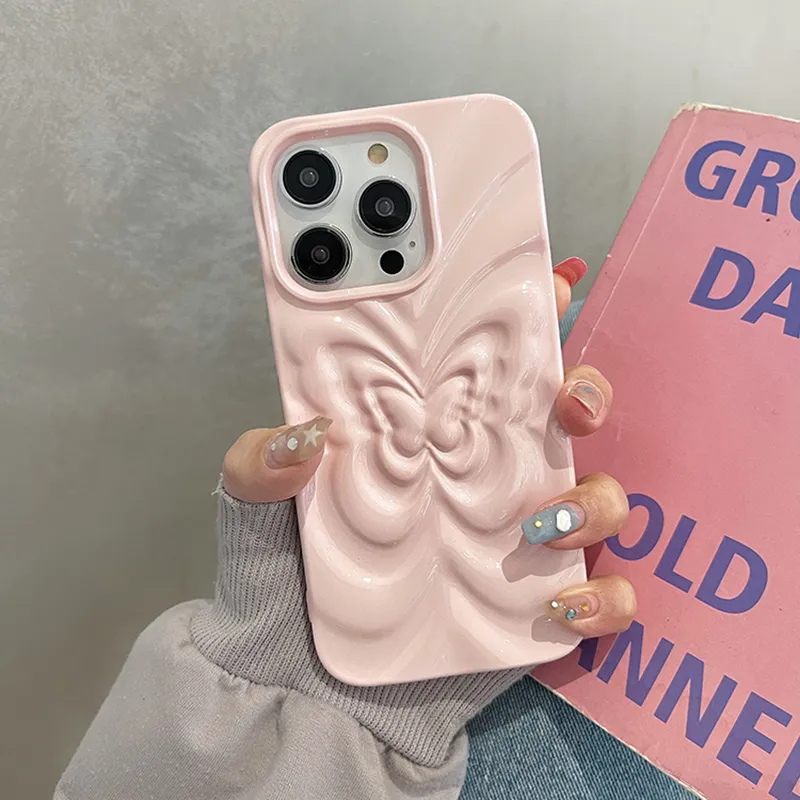 Ins 3D Fold Butterfly Glossy Case For iPhone